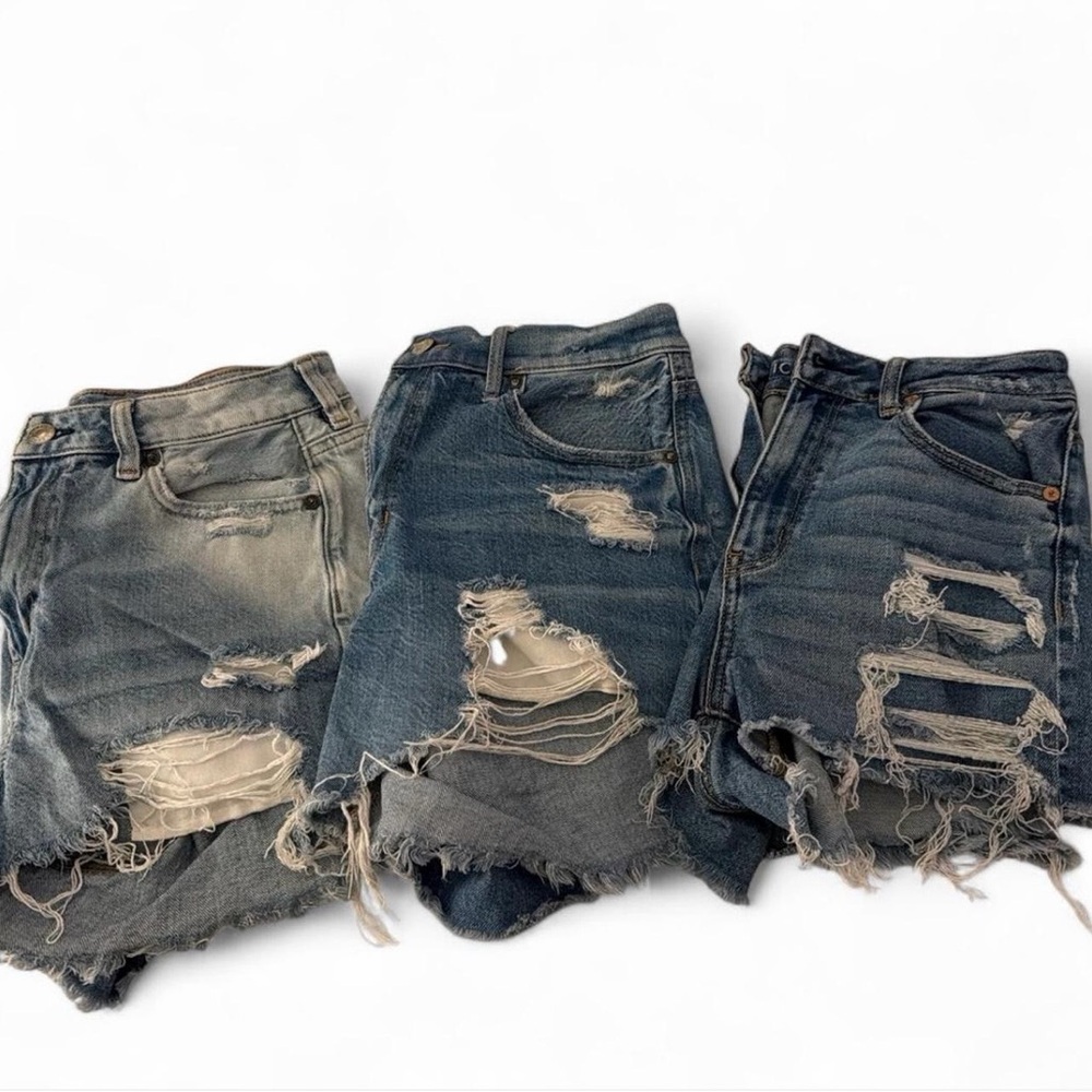American Eagle Outfitters Distressed Denim Jean Shorts - Faded Blue